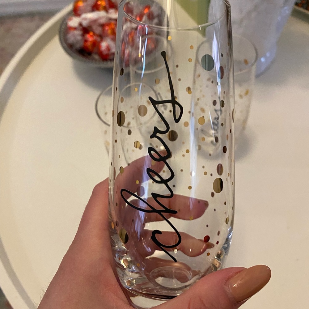 Stemless Cheers Champagne Glasses